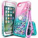 NGB Case for iPhone 8 Plus/7 Plus/6S Plus/6 Plus, Glitter Pink/Aqua