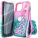 NGB Designed for iPhone 11 Pro Case, Cute Liquid Glitter, Pink/Aqua