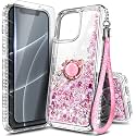 NGB Designed for iPhone 11 Pro Max Case, Cute Liquid Glitter, Rose Gold
