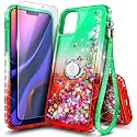 NGB Designed for iPhone 12 Pro Max Case, Cute Liquid Glitter, Green/Orange