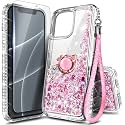 NGB Designed for iPhone 14 Pro Case, Cute Liquid Glitter, Rose Gold