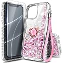 NGB Designed for iPhone 15 Pro Case, Cute Liquid Glitter, Rose Gold