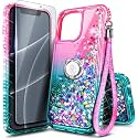 NGB Designed for iPhone 16 Plus Case, Cute Liquid Glitter, Pink/Aqua
