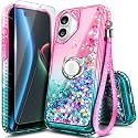 NGB Designed for iPhone 17 Case, Cute Liquid Glitter Pink/Aqua