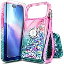 NGB Designed for iPhone 17 Pro Case, Cute Liquid Glitter Pink/Aqua