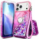 NGB Designed for iPhone 17 Pro Max Case, Cute Liquid Glitter Pink/Purple