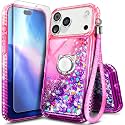 NGB Designed for iPhone 18 Pro Case, Cute Liquid Glitter, Pink/Purple