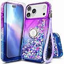 NGB Designed for iPhone 18 Pro Max Case, Cute Liquid Glitter, Purple/Blue