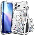 NGB Designed for iPhone 18 Pro Max Case, Cute Liquid Glitter, Crystal Gem