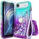 NGB Designed for iPhone Air Case, Cute Liquid Glitter Aqua/Purple
