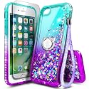 NGB Designed for iPhone SE (3rd/2nd Gen)/8/7/6/6S Case, Glitter Aqua/Purple