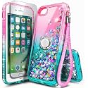 NGB Designed for iPhone SE (3rd/2nd Gen)/8/7/6/6S Case, Glitter Pink/Aqua