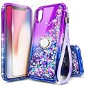 NGB Designed for iPhone XR Phone Case, Cute Liquid Glitter, Purple/Blue