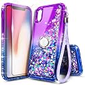 NGB Designed for iPhone Xs Max Case, Cute Liquid Glitter, Purple/Blue