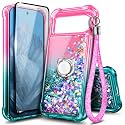 NGB for Google Pixel 10/10 Pro Case, Cute Liquid Glitter, Pink/Aqua