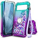 NGB for Google Pixel 10/10 Pro Case, Cute Liquid Glitter, Aqua/Purple