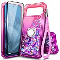 NGB for Google Pixel 9/9 Pro Case, Cute Liquid Glitter, Pink/Purple
