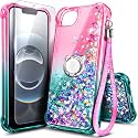 NGB for iPhone 17e Case &amp; iPhone 16e Case, Cute Liquid Glitter, Pink/Aqua
