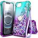 NGB for iPhone 17e Case &amp; iPhone 16e Case, Cute Liquid Glitter, Aqua/Purple