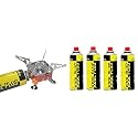 Combo of Ultra Light Portable Camping Stainless Steel Stove with Gas Can Stainless Steel Automatic Gas Stove(Stove + 4X200 Gram Gas Can)