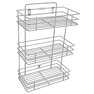 3 tier multipurpose stainless steel countertop organizer rackmultishelf storage stand for kitchenbathroom or dressing tablespice rackcosmetics organizer or bathroom organizer nhsp
