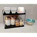 Black Sheet Tabletop &amp; Wall Mount Rack Made of Metal Iron for Floating Shelves Multipurpose Use/Kitchen Use/Bathroom Use/Cosmetice Use 2 Layer Sheet (Metal Iron) (NHSP)