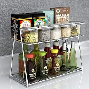 stainless steel 2 layer kitchen spice rack kitchen organizer multipurpose storage shelfrack modular kitchen storage rack silver nhsp tabletop corner shelf