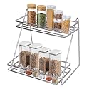 Stainless Steel Spice Bottle Container Rack Kitchen Counter Shelve Container Stand Boxes Utensils Dishes Plates Shelves Holder 2 Step Kitchen Spice and Vegetable Rack (pack of 1) (NHSP)