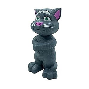 nhr intelligent talking tom cat speaking robot cat repeats what you say touch recording rhymes and songs musical cat toy for kids 3 years grey