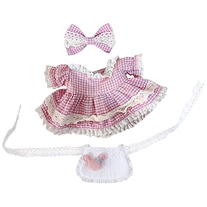 niannyyhouse 20cm Plush Doll Clothes Lattice Maid
