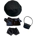 niannyyhouse Black Fisherman's Hat Shirt Pants Backpack 4-Piece Set Dress Up 7.8in（20cm） Plush Doll Clothes Accessories