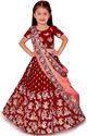 NIBKA Girls Lehenga Choli Ethnic Wear Embroidered Lehenga, Choli and Dupatta Set (Red, Pack of 1)