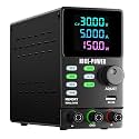 NICE-POWER DC Power Supply Variable, 30V 5A Adjustable Regulated Lab Bench Power Supply with Encoder Knob, Memory Storage, Color 4-Digit Display, Output Switch, Lock Button, 5V/2A USB Port