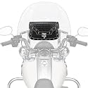 NICECNC Motorcycle Windshield Bag, Vintage Crocodile Texture PU Leather, Windscreen Studded Pouch Compatible with Road King 1995-2019 2020 2021 2022 2023 Softail, Quick Access, Easy to Install