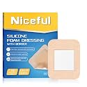 Niceful Silicone Foam Dressing 1.6"x2" 10 Count, Small Bandages for Wound