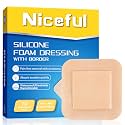 Niceful Silicone Foam Dressing 4"x4" 10 PCS Waterproof Bandages for Wound