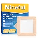 Niceful Silicone Foam Dressing 5“x5 10 Pcs, Gentle for Sensitive Skin
