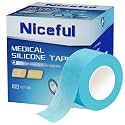 Niceful Silicone Tape, Hypoallergenic, Painless Removal, 1" x5.5Yd 2 Rolls