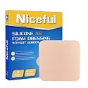 Niceful Silver Silicone Foam Dressing 4"x4" 5 Count for Sensitive Skin