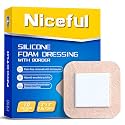 Niceful Ultra Soft Silicone Foam Dressing 3"x3" 10 Pcs, Hypoallergenic