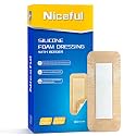 Niceful Ultra Soft Silicone Foam Dressing 2"x5" 10 Pcs, Hypoallergenic
