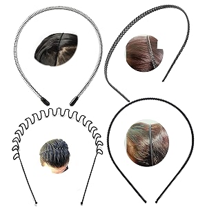 black flexible metal wavyspring zig zagchain and simple hair band hair hoop hairband daily use for unisex men women design11