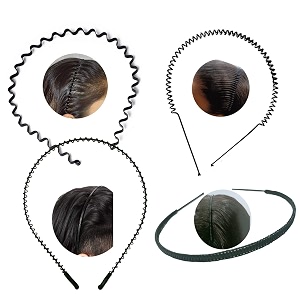 black flexible metal wavyspring zig zagchain and simple hair band hair hoop hairband daily use for unisex men women design10