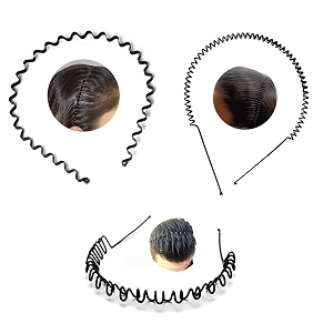 black flexible metal wavyspring zig zagchain and simple hair band hair hoop hairband daily use for unisex men women design5