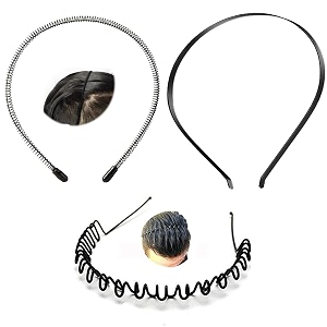 black flexible metal wavyspring zig zagchain and simple hair band hair hoop hairband daily use for unisex men women design7