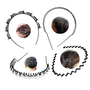 black flexible metal wavyspring zig zagchain and simple hair band hair hoop hairband daily use for unisex men women design12