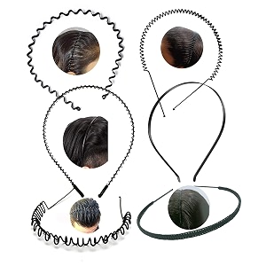 black flexible metal wavyspring zig zagchain and simple hair band hair hoop hairband daily use for unisex men women design2