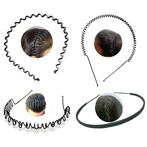 black flexible metal wavyspring zig zagchain and simple hair band hair hoop hairband daily use for unisex men women design9