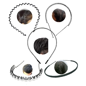 black flexible metal wavyspring zig zagchain and simple hair band hair hoop hairband daily use for unisex men women design4
