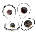 Black Flexible Metal Wavy,Spring Zig Zag,Chain and Simple Hair Band Hair Hoop Hairband Daily Use for Unisex Men Women (Design12)